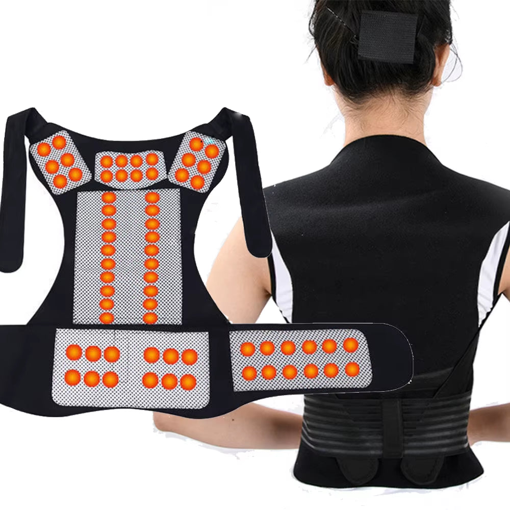 Back Support Belt Shoulder Lumbar Back Discomfort Relieve Tourmaline Magnets Warming Brace Belt Corrector De Postura De Espalda