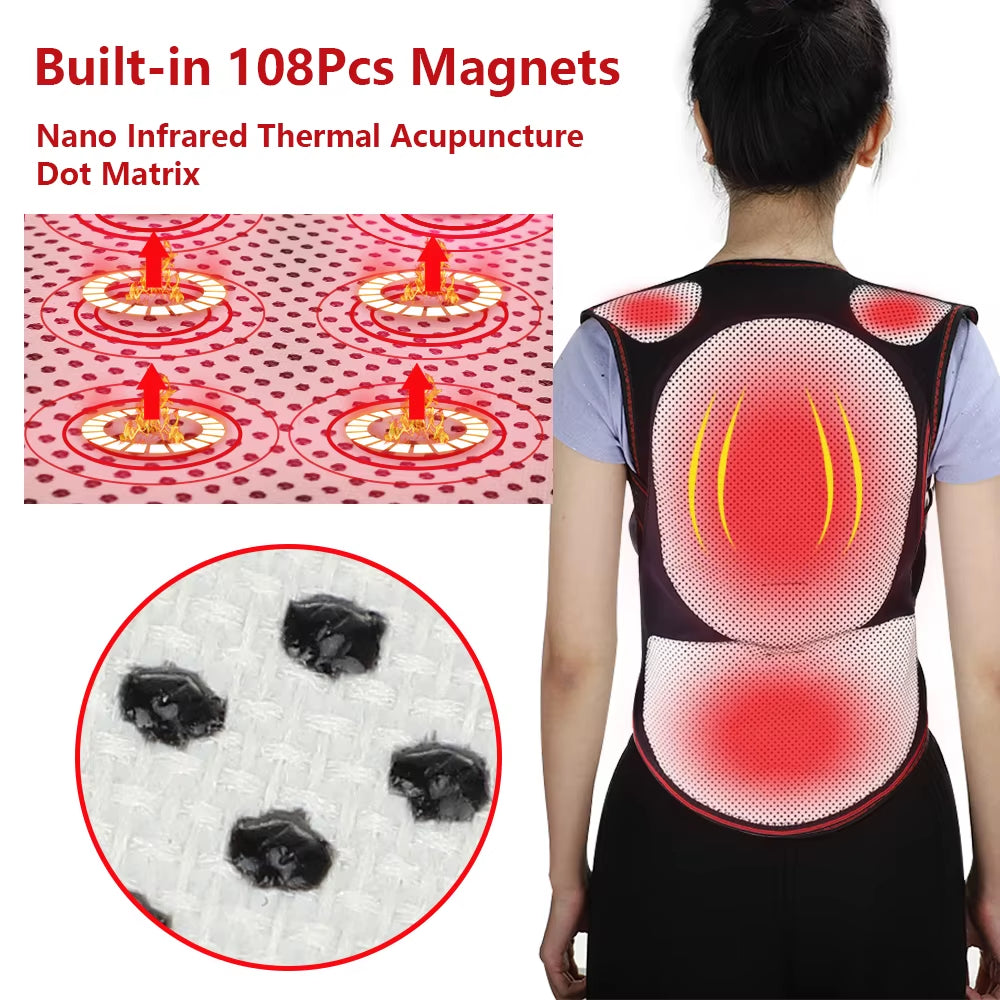 Back Support Belt Shoulder Lumbar Back Discomfort Relieve Tourmaline Magnets Warming Brace Belt Corrector De Postura De Espalda