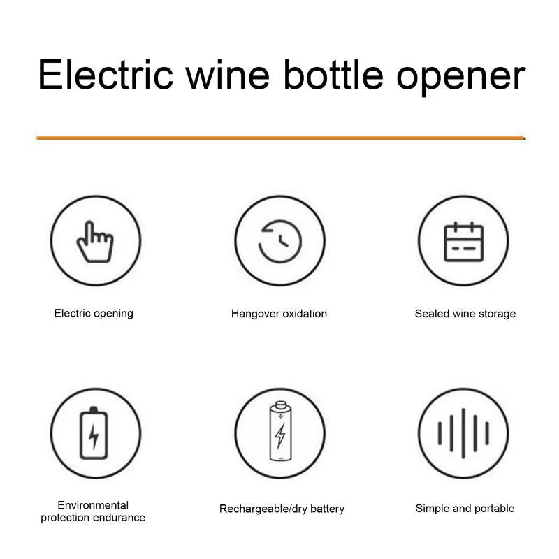 Electric Wine Bottle Opener Wine Corkscrew Remover Automatic Wine Opener Rechargeable Wine Bottle Opener Battery Wine Bottle