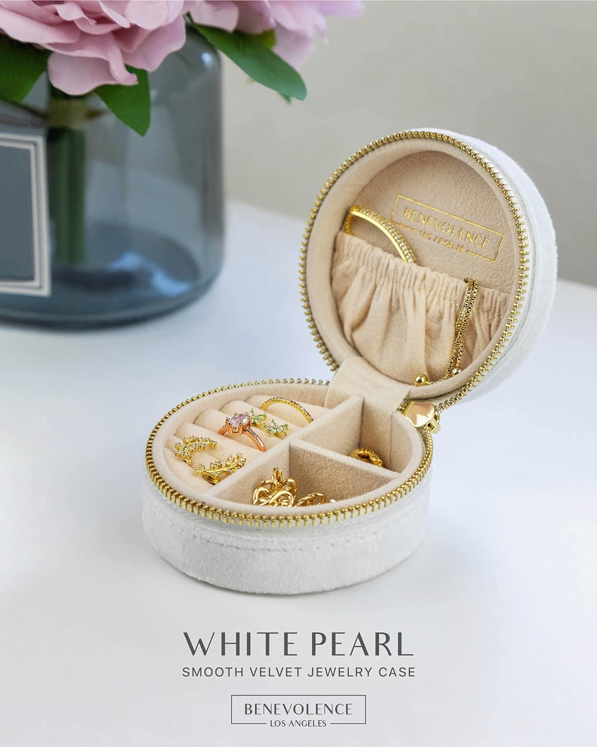 Plush Velvet Travel Jewelry Box Organizer, Mini Travel Jewelry Case, Jewelry Travel Organizer, Travel Jewelry Organizer, Small Jewelry Box Travel, Jewelry Travel Box, Pearl White