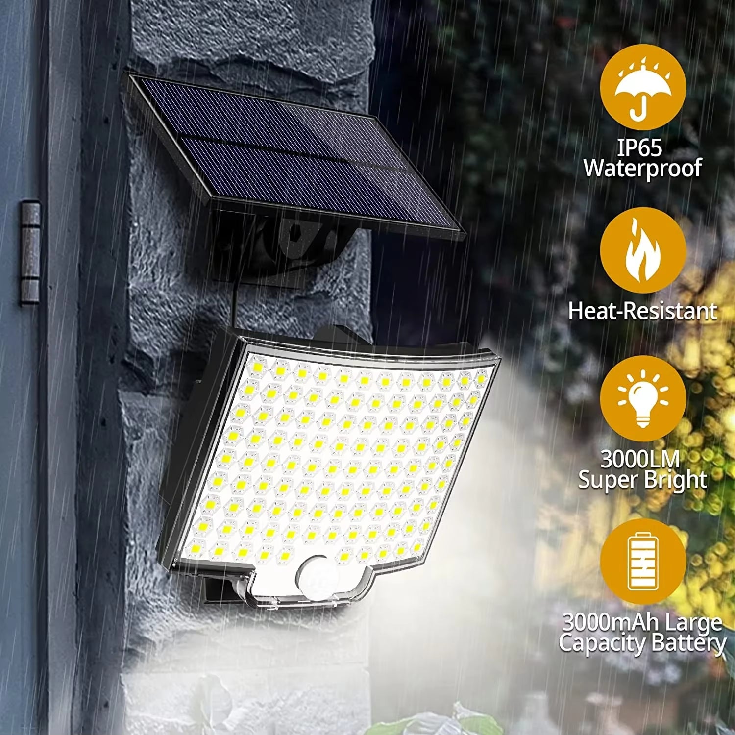 Solar Outdoor Lights - LED Motion Sensor Light with Remote Waterproof Security Flood Light for Patio Garage Porch Yard