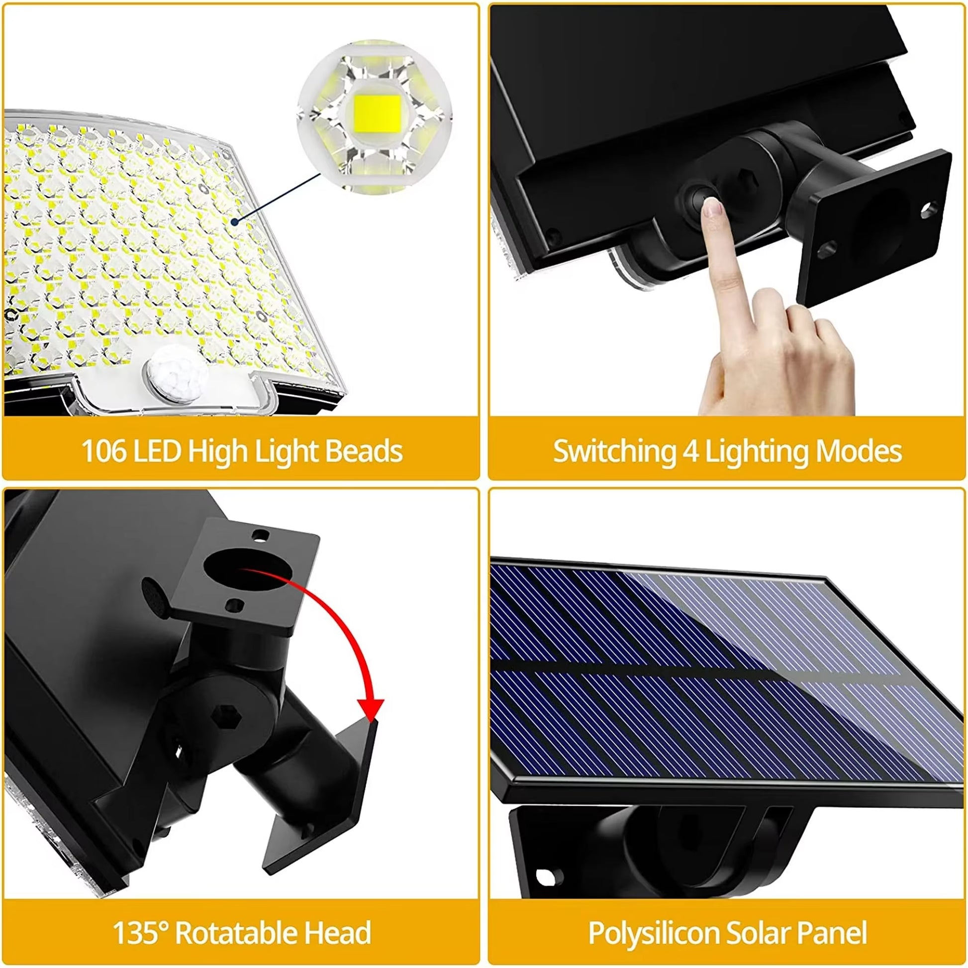 Solar Outdoor Lights - LED Motion Sensor Light with Remote Waterproof Security Flood Light for Patio Garage Porch Yard