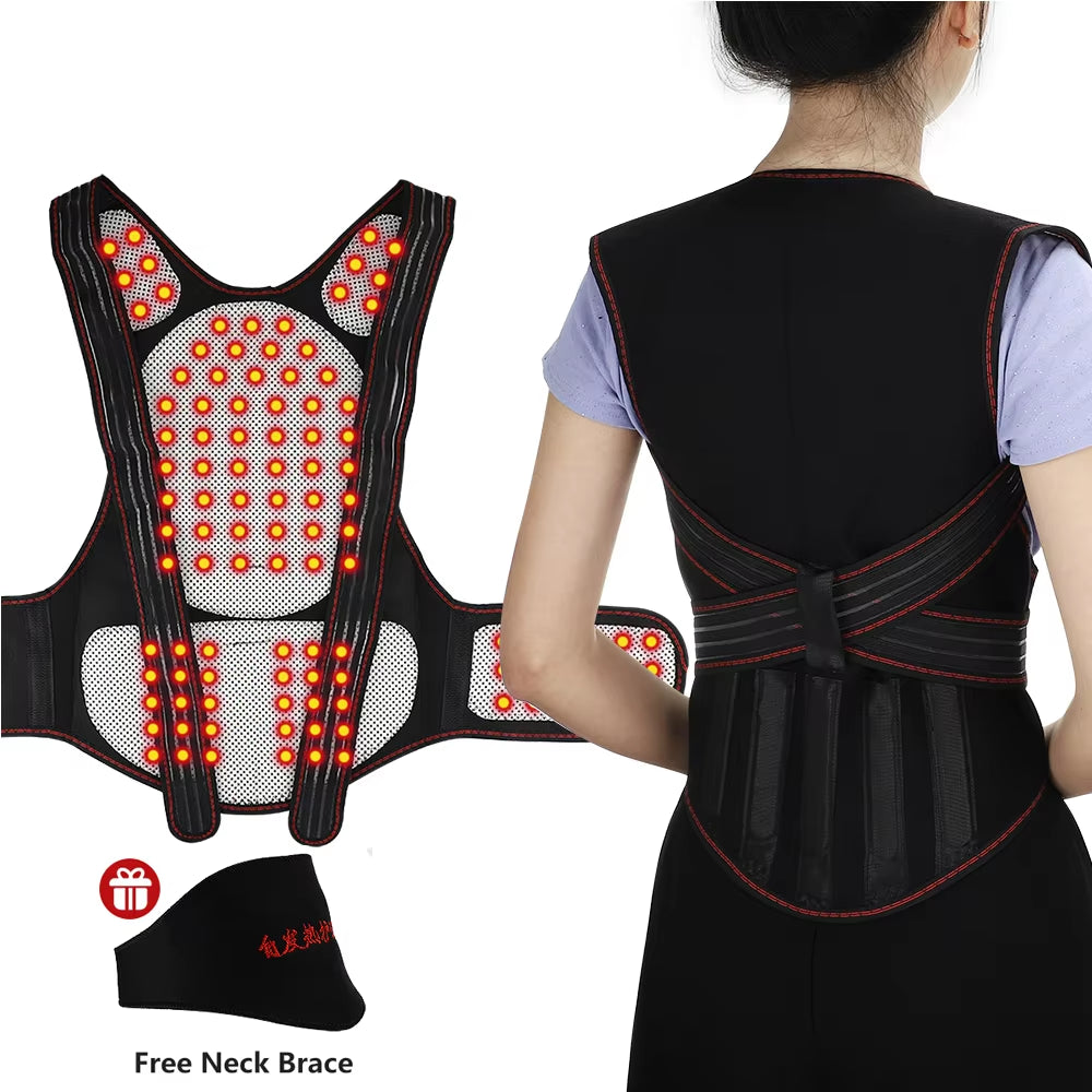 Back Support Belt Shoulder Lumbar Back Discomfort Relieve Tourmaline Magnets Warming Brace Belt Corrector De Postura De Espalda