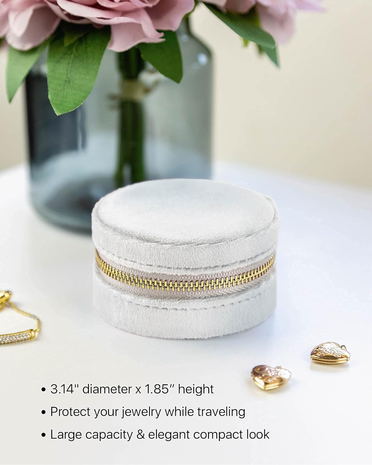 Plush Velvet Travel Jewelry Box Organizer, Mini Travel Jewelry Case, Jewelry Travel Organizer, Travel Jewelry Organizer, Small Jewelry Box Travel, Jewelry Travel Box, Pearl White