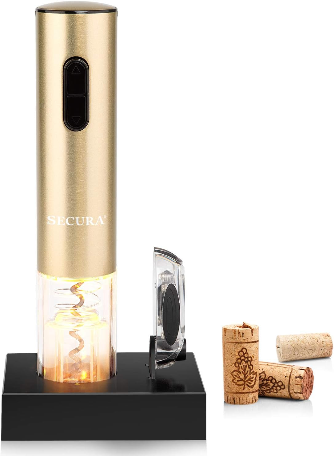 Electric Wine Opener, Automatic Bottle Corkscrew Opener with Foil Cutter, Rechargeable (Champagne Gold)