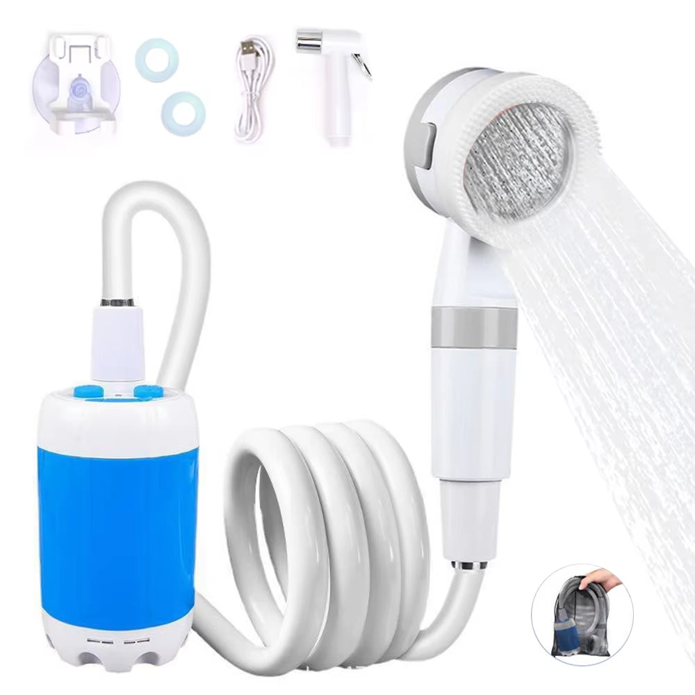 Portable Outdoor Shower Set, Camping Shower, Waterproof, Rechargeable, Electric, Pump for Hiking, Travel, Beach