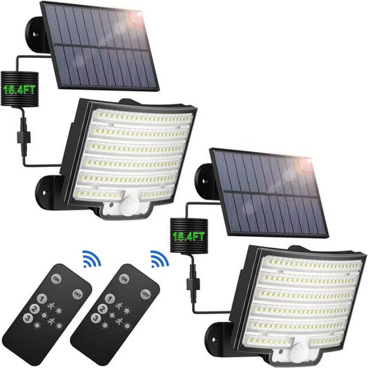 Solar Outdoor Lights - LED Motion Sensor Light with Remote Waterproof Security Flood Light for Patio Garage Porch Yard