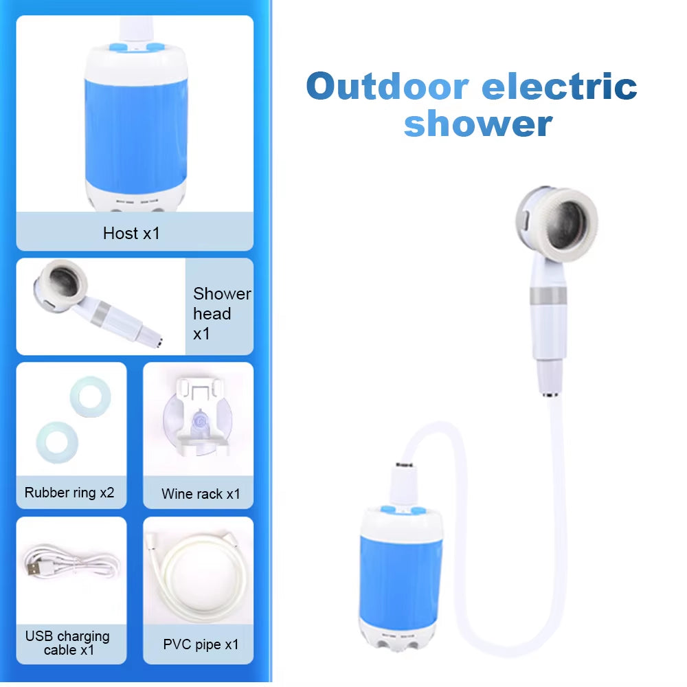 Portable Outdoor Shower Set, Camping Shower, Waterproof, Rechargeable, Electric, Pump for Hiking, Travel, Beach