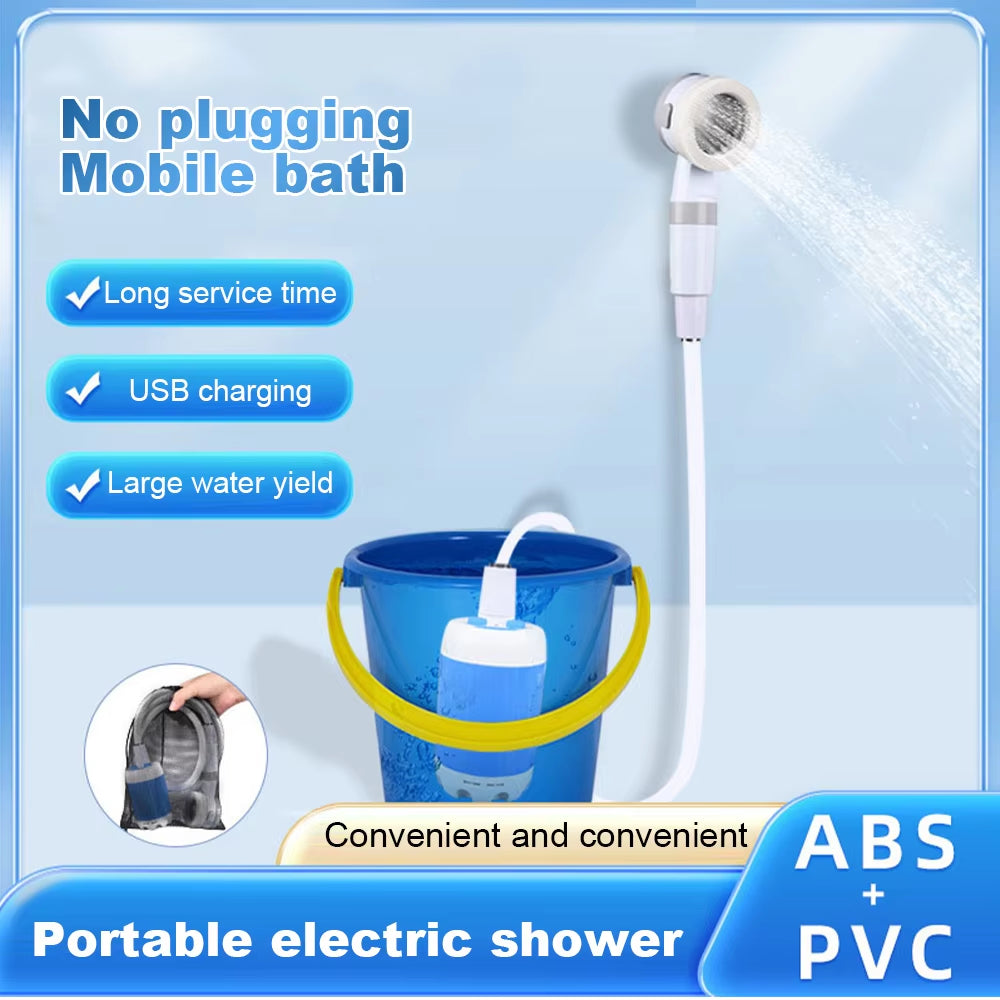 Portable Outdoor Shower Set, Camping Shower, Waterproof, Rechargeable, Electric, Pump for Hiking, Travel, Beach